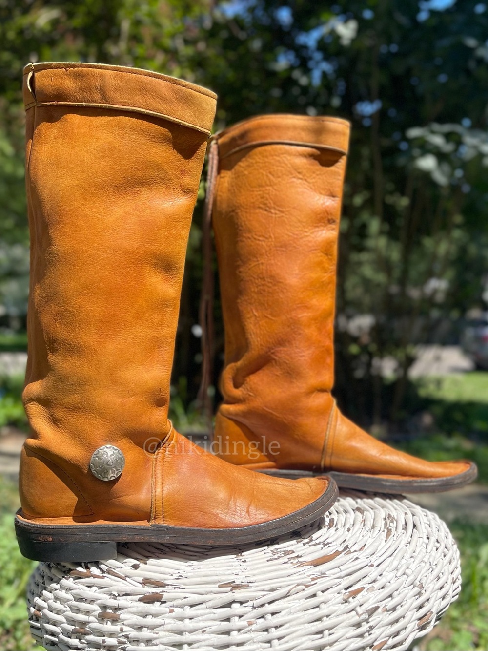Artisan Handmade Cusotm Leather Moccasin Boots Native American Silver Fringe 7.5